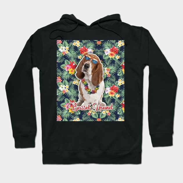 Basset Hound Summer Funky Hawaiian, Hawaii Style, Dog Personalized Hawaiian Hoodie by Hoahip